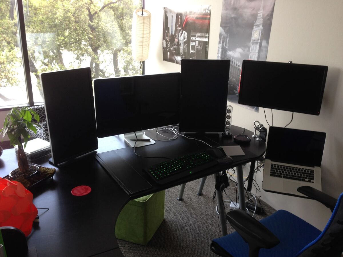 Desk setup after rearrangement - monitors